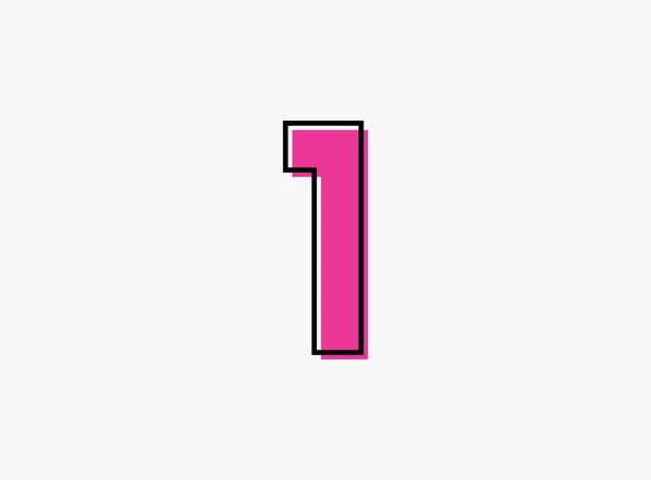 Font Number Made Black Frame Outline Shadow Font Pink Color — Vetor de Stock