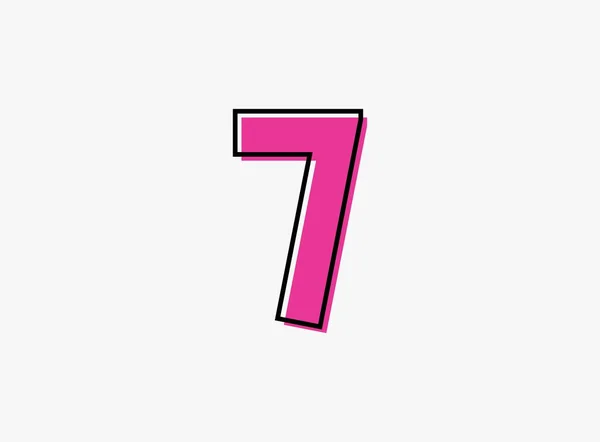 7字体编号为黑色框架轮廓阴影 字体粉色 设计元素 海报等的矢量插图 — 图库矢量图片