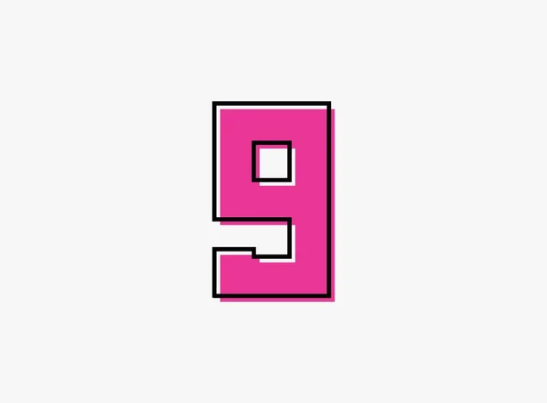 Font Number Made Black Frame Outline Shadow Font Pink Color — Vetor de Stock