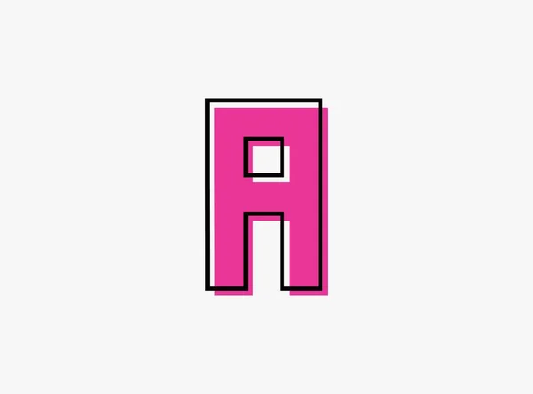Шрифтова Літера Зроблена Чорної Рамки Окреслює Тінь Рожевого Кольору Шрифту — стоковий вектор