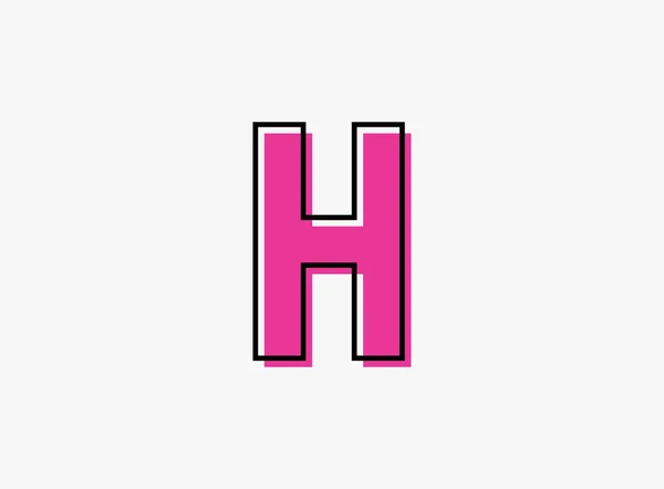 Font Letter Made Black Frame Outline Shadow Font Pink Color — Stock Vector
