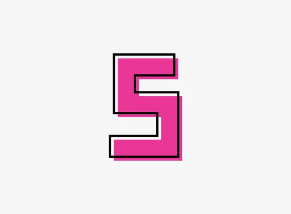 S字体字体由黑色框图构成 阴影为粉红字体 设计元素 海报等的矢量插图 — 图库矢量图片