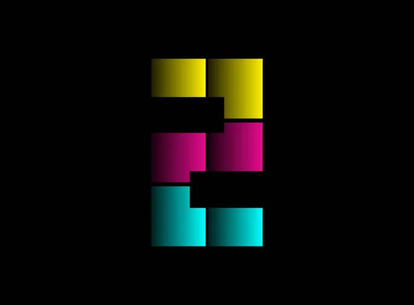 Cijferige Lettertype Vector Logo Gemaakt Van Cmyk Kleur Dynamische Split — Stockvector