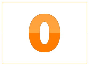 0 vektör yazı tipi, koyu ve açık turuncu renklerden yapılmış. Harf logosu, marka etiketi, yaratıcı poster ve daha fazlası için. Beyaz arkaplanda ince çerçeve ile izole illüstrasyon