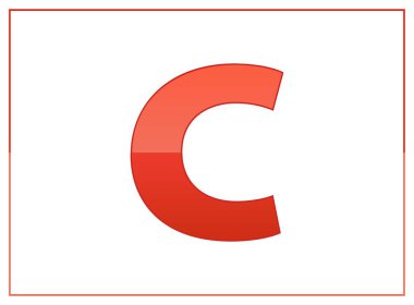 C vektör yazı tipi, koyu ve açık kırmızı renklerden yapılmış. Harf logosu, marka etiketi, yaratıcı poster ve daha fazlası için. Beyaz arkaplanda ince çerçeve ile izole illüstrasyon