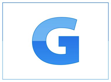 G vektör yazı tipi, koyu ve açık mavi renklerden yapılmış. Harf logosu, marka etiketi, yaratıcı poster ve daha fazlası için. Beyaz arkaplanda ince çerçeve ile izole illüstrasyon