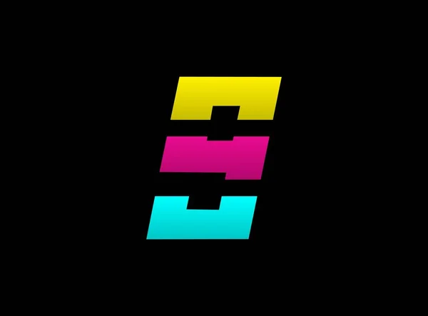 Number Vector Desing Cmyk Color Font Logo Dynamické Split Modrá — Stockový vektor