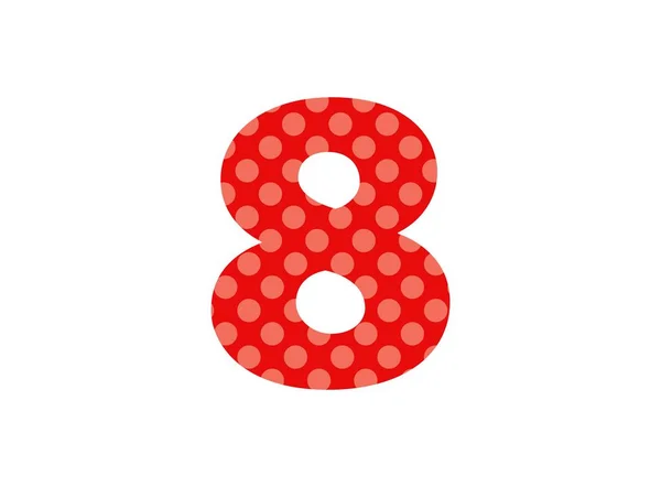 Number Red Font Made Polka Dot Pattern Funny Cute Children — Stock Vector