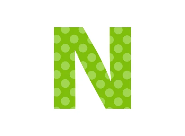 Літерний Зелений Шрифт Зроблений Точкового Візерунка Полоки Дизайн Дитячого Віку — стоковий вектор