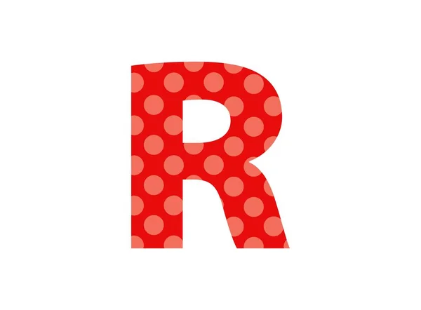 Letter Rood Lettertype Gemaakt Van Polka Dot Patroon Grappig Schattig — Stockvector