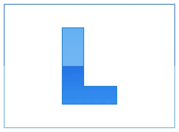 L矢量字体 由深蓝色和浅蓝色组成 字母标识 品牌标签 创意海报等 白色背景上带有细框的孤立插图 — 图库矢量图片
