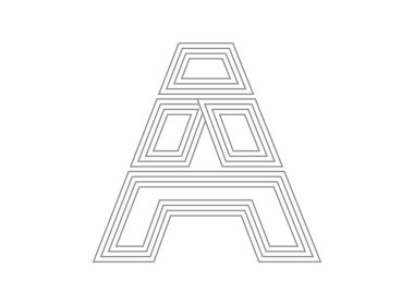 Yazı tipi vektörü. Yoğunlaştırılmış ince, paralel stilize satır harfi. İnce monokrom, tipografi tasarımı. beyaz arkaplanda izole