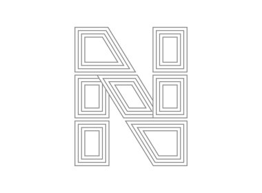 N yazı tipi vektörü. Yoğunlaştırılmış ince, paralel stilize satır harfi. İnce monokrom, tipografi tasarımı. beyaz arkaplanda izole