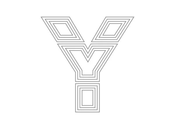 Y字型矢量 凝集薄 平行型线条字母 单色薄 排版设计 在白色背景下隔离 — 图库矢量图片