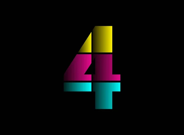 Number Font Vector Logo Made Cmyk Color Dynamic Split Blue — Stock Vector