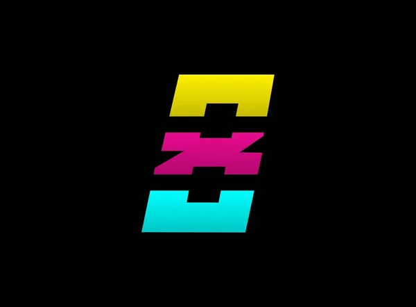 Number Vector Desing Cmyk Color Font Logo Dynamické Split Modrá — Stockový vektor