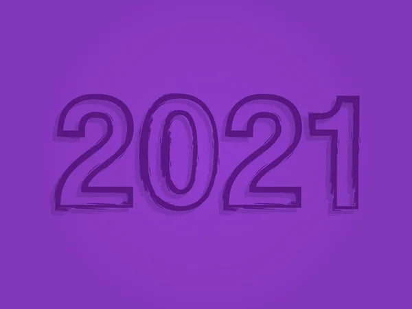 2021 yeni yıl mor vektör şablonu. El yapımı fırça darbesi. Çizgi roman tarzı tasarımı.