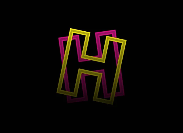 Літерний Вектор Логотип Шрифту Тіней Динамічний Розділений Рожевий Жовтий Колір — стоковий вектор