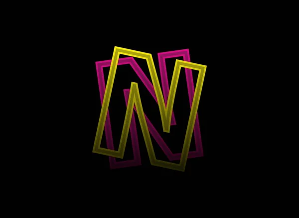 Літери Векторного Приборкання Логотип Шрифту Тіні Динамічний Розділений Рожевий Жовтий — стоковий вектор