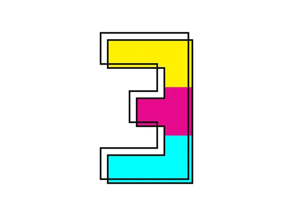 Font Number Made Black Frame Outline Shadow Font Pink Blue — Image vectorielle