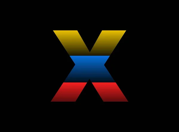 X文字ベクトルデザイン フォントロゴ ダイナミック分割赤 黒の背景に黄色の色 ソーシャルメディア デザイン要素 クリエイティブポスター ウェブテンプレートの場合 — ストックベクタ