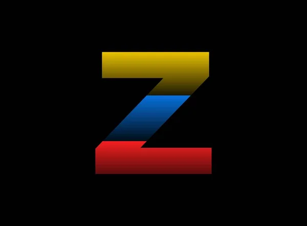 Z文字ベクトルデザイン フォントロゴ ダイナミック分割赤 黒の背景に黄色の色 ソーシャルメディア デザイン要素 クリエイティブポスター ウェブテンプレートの場合 — ストックベクタ
