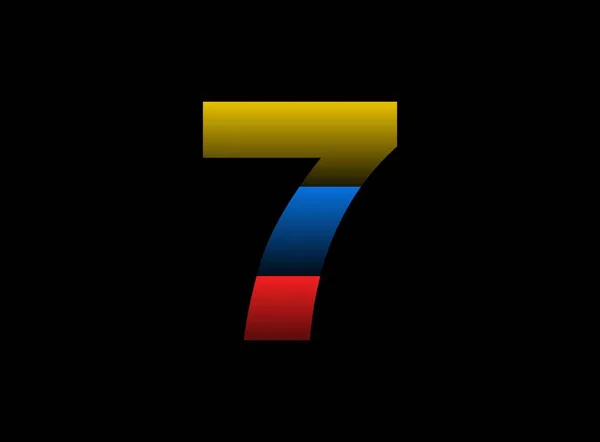 Number Vector Desing Font Logo Dynamic Split Red Blue Yellow — Stock Vector