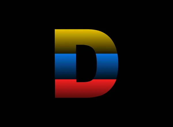 Літерний Вектор Логотип Шрифту Динамічний Розділений Червоний Синій Жовтий Колір — стоковий вектор