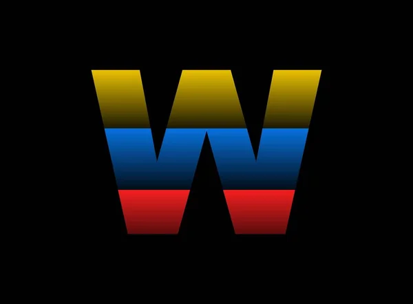 Buchstabenvektorgestaltung Schrift Logo Dynamische Spaltung Rot Blau Gelb Auf Schwarzem — Stockvektor