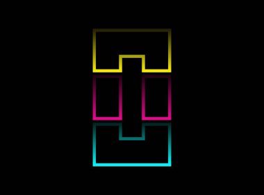 0 sayı vektör desing, Cmyk renk yazı tipi logosu. Dinamik bölünmüş mavi, pembe, sarı renkli siyah arkaplan. Sosyal medya, tasarım unsurları, yaratıcı poster, web şablonu ve daha fazlası için