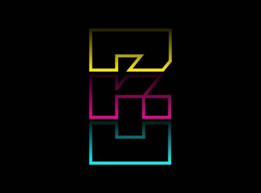 B harfi vektör desing, Cmyk renk yazı tipi logosu. Dinamik bölünmüş mavi, pembe, sarı renkli siyah arkaplan. Sosyal medya, tasarım unsurları, yaratıcı poster, web şablonu ve daha fazlası için      