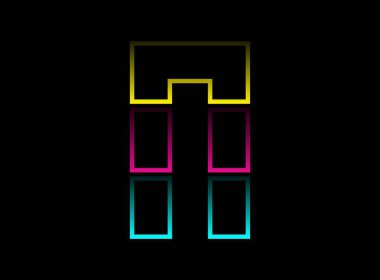 N harfi vektör desing, Cmyk renk yazı tipi logosu. Dinamik bölünmüş mavi, pembe, sarı renkli siyah arkaplan. Sosyal medya, tasarım unsurları, yaratıcı poster, web şablonu ve daha fazlası için      