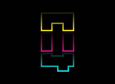 Q harfi vektör desing, Cmyk renk yazı tipi logosu. Dinamik bölünmüş mavi, pembe, sarı renkli siyah arkaplan. Sosyal medya, tasarım unsurları, yaratıcı poster, web şablonu ve daha fazlası için      