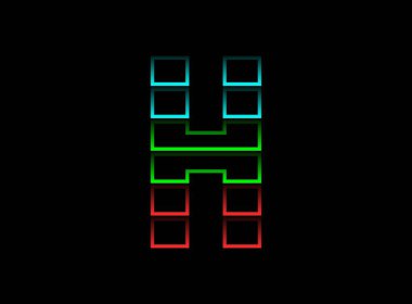 G harfi yazı tipi logosu, Rgb renk vektör tasarımı. Dinamik bölünmüş kırmızı, yeşil, siyah arka planda mavi renk. Sosyal medya, tasarım unsurları, yaratıcı poster, web şablonu ve daha fazlası için