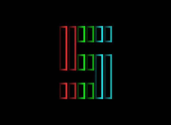 5つの数字フォントロゴ Rgbカラーベクトルデザイン ダイナミック分割赤 黒の背景に青の色 ソーシャルメディア デザイン要素 創造的なポスター ウェブテンプレートなどのために — ストックベクタ