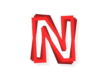 N harfi vektörü, kırmızı renkli modern tasarım yazı tipi. Eps10 illüstrasyon