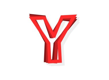 Y harfi vektörü, kırmızı renkli modern tasarım yazı tipi. Eps10 illüstrasyon