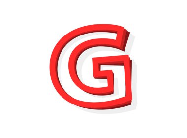G harfi vektörü, kırmızı renkli modern tasarım yazı tipi. Eps10 illüstrasyon