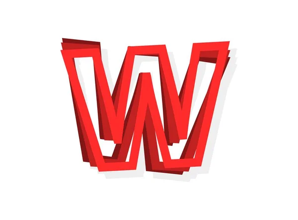 W字母矢量 现代轮廓层设计字体与红色 第10部分说明 — 图库矢量图片