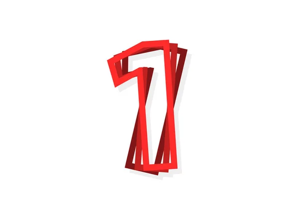 Nummer Vector Moderne Outline Lagen Design Lettertype Met Rode Kleur — Stockvector