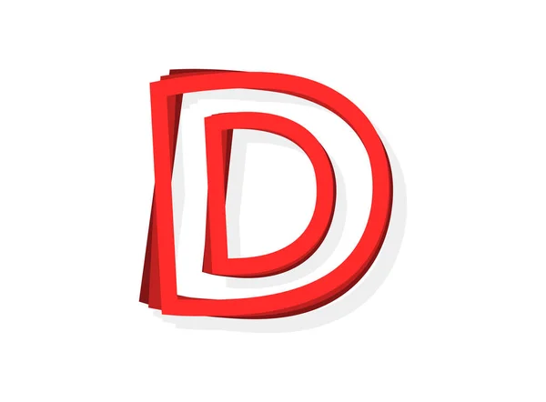 D文字ベクトル 赤い色の現代的なアウトラインレイヤーデザインフォント 第十話図 — ストックベクタ