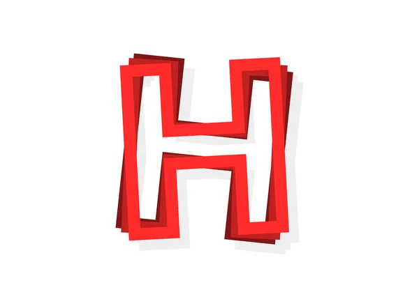 H文字ベクトル 赤い色の現代的なアウトラインレイヤーデザインフォント 第十話図 — ストックベクタ