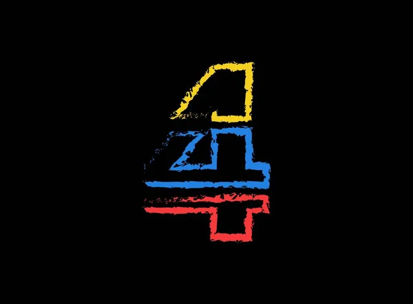 Векторное Деление Числа Кисть Шрифта Логотипа Синий Красный Желтый Цвет — стоковый вектор