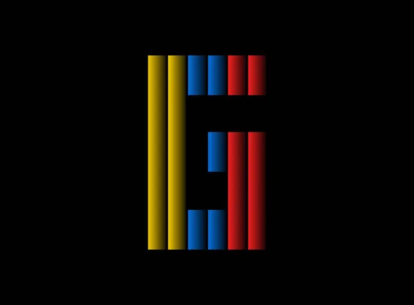 Buchstaben Vektor Design Schrift Logo Dynamische Spaltung Rot Blau Gelb — Stockvektor