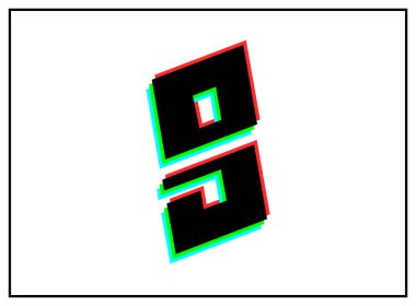 9 numara yazı tipi, vektör desing logosu. Dinamik, bölünmüş renk, kırmızı, yeşil, siyah çerçeveli beyaz arkaplan. Eps10 illüstrasyon