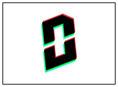 D harfi yazı tipi, vektör desing logosu. Dinamik, bölünmüş renk, kırmızı, yeşil, siyah çerçeveli beyaz arkaplan. Eps10 illüstrasyon