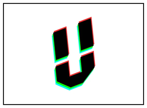V文字フォント ベクトルデザインロゴ ダイナミック 分割色 番号の影赤 白の背景に黒のフレームで青 第十話図 — ストックベクタ