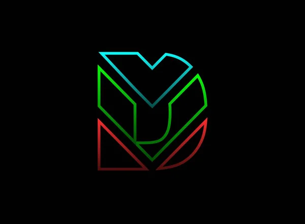 Літерний Шрифт Векторний Логотип Динамічний Rgb Спліт Кольоровий Червоний Зелений — стоковий вектор