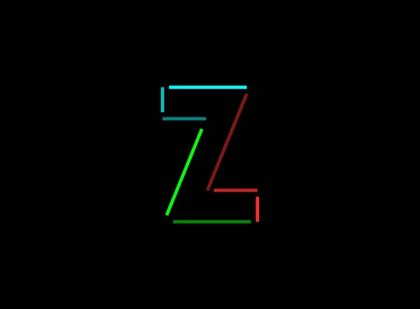 Z文字ベクトルアウトラインストロークデザイン フォントロゴ 黒を基調とした赤 ソーシャルメディア デザイン要素 創造的なポスター ウェブテンプレートなどのために — ストックベクタ