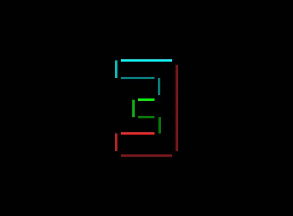 Número Vector Esquema Trazo Diseño Logotipo Fuente Color Rojo Verde — Archivo Imágenes Vectoriales